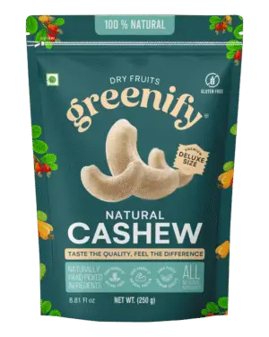 Greenify W210 jumbo cashew kernels 250 g zip-lock pouch