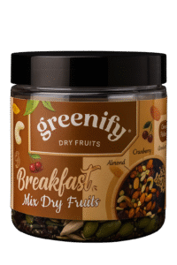 Greenify Breakfast Mix dry fruits 200 g jar with almonds, cashews, raisins, seeds and berries