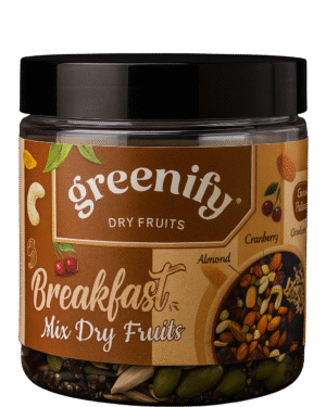 Greenify Breakfast Mix dry fruits 200 g jar with almonds, cashews, raisins, seeds and berries