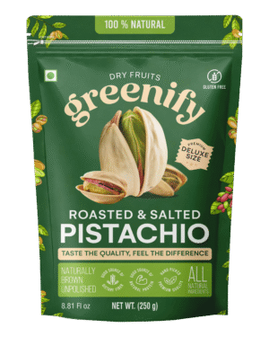 Greenify roasted and salted pistachios 250 g zip-lock pouch